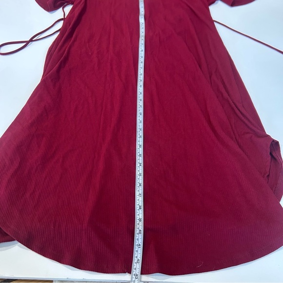 Chic Soul Shirt Dress in Burgundy with Tie Plus Size - Picture 5 of 12
